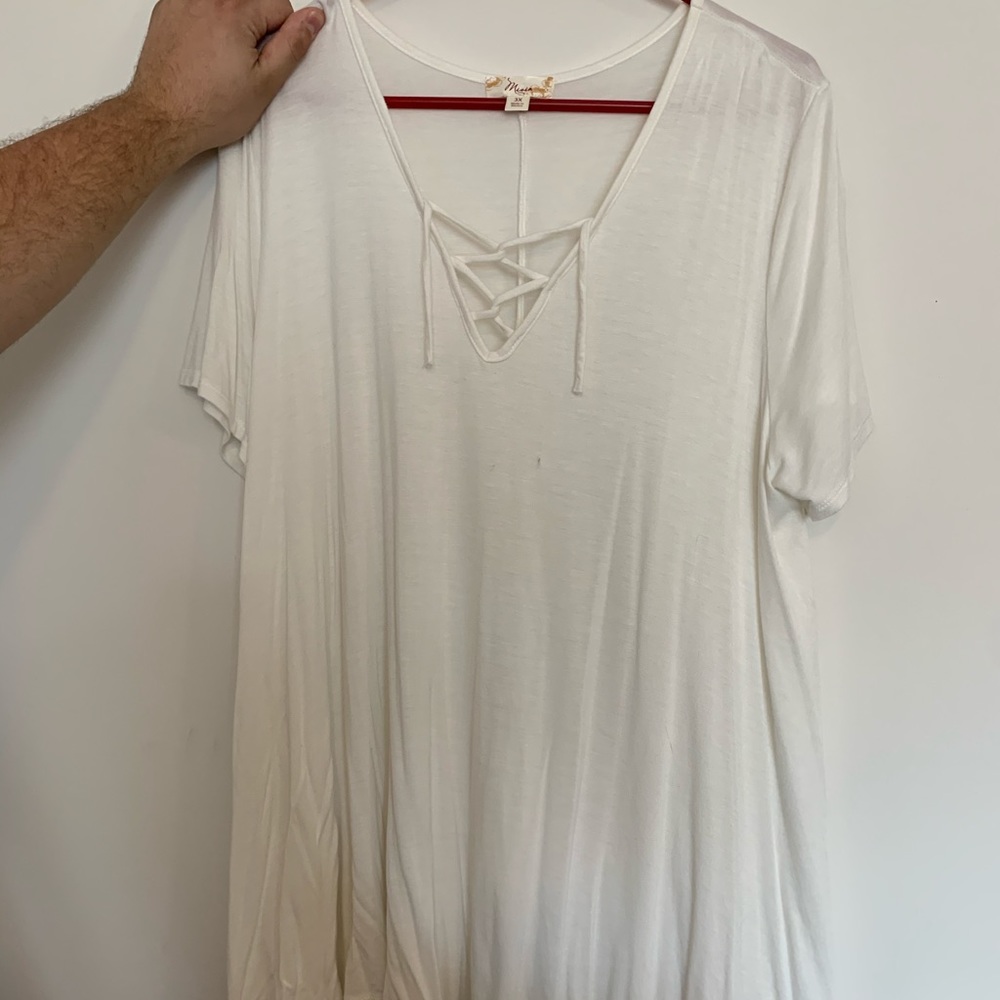 White cotton draped shirt